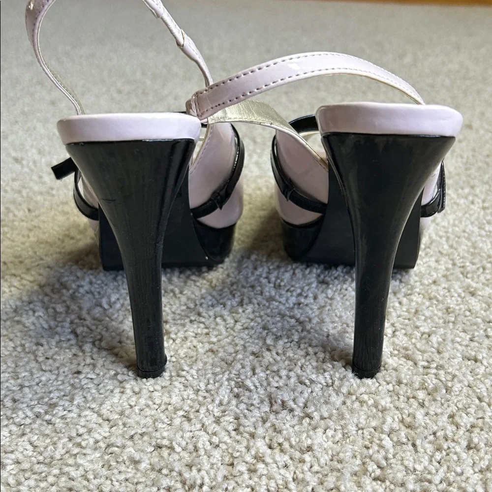 Shoedazzle, light, pink and black platform heels